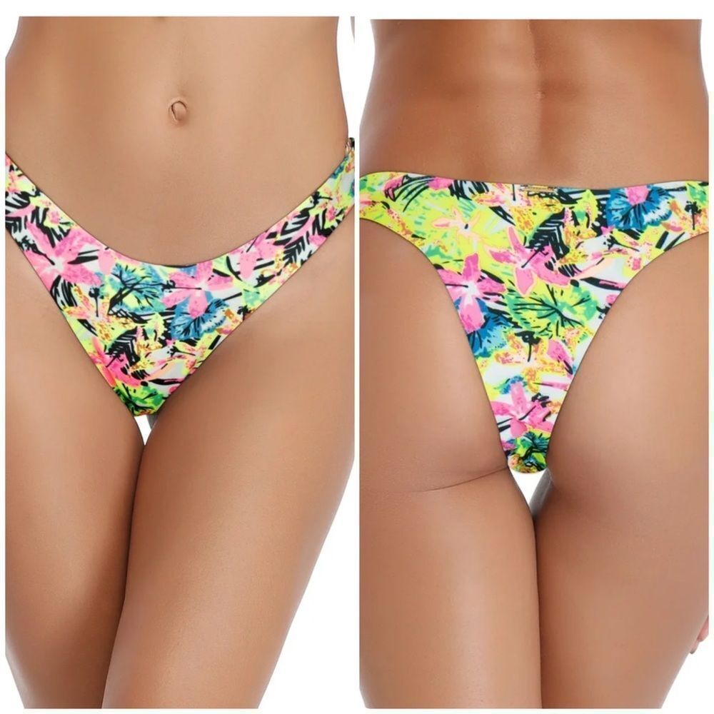 RELLECIGA Floral Brazilian Cut Strappy Bikini Bottom – LARGE NWT